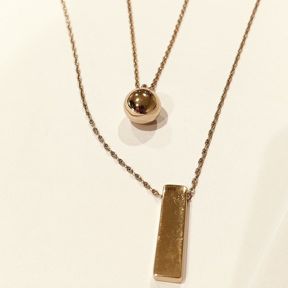 Sleek Double Strand Pendulum Necklace Gold Long Adjustable Convertible Jewelry